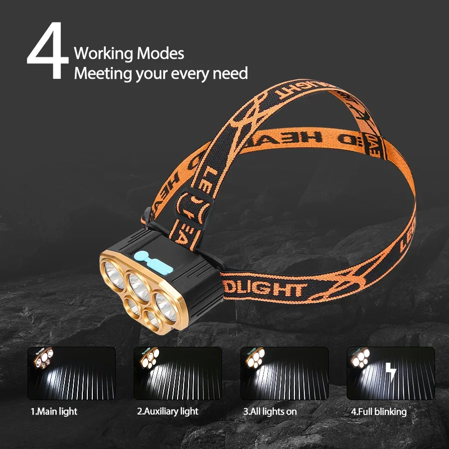 Rechargeable 5 LED Headlight U - Running Headlamp ulasan dan harga